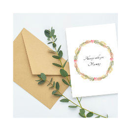 Baby Loss Mummy Birthday Feather Wreath Card Kort