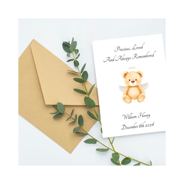 Baby Loss Twin Angel Teddy Bear Card (Skapare uppladdad)