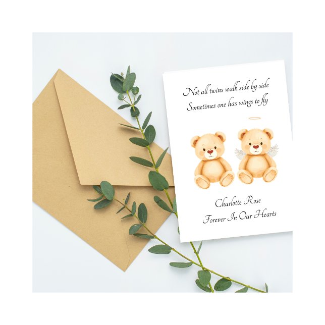 Baby Loss Twin Angel Teddy Bear Card (Skapare uppladdad)