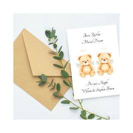 Baby Loss Twins Born Together Teddy Bear Card