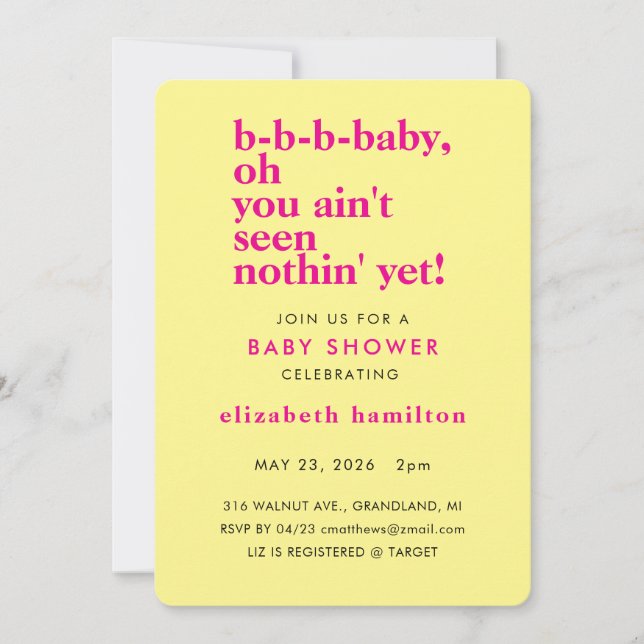 BABY LOVE! Bold Cream Gold Baby Shower Invitation Inbjudningar (Framsida)