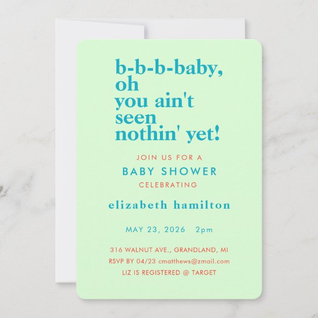 BABY LOVE! Bold Cream Gold Baby Shower Invitation Inbjudningar (Framsida)