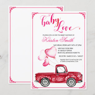 Baby Love Heart Ballonger Baby Shower Inbjudan