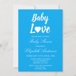 Baby Love Heart Pojke Bebis Shower Inbjudningar