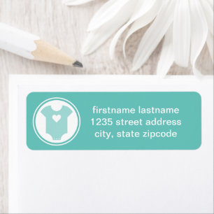 Baby Love Teal Familj Returadress Etikett