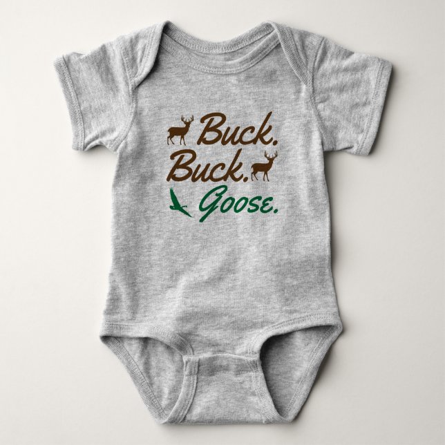 Baby lustig Hjort och Goose Hunting Bodykostym T Shirt (Framsida)