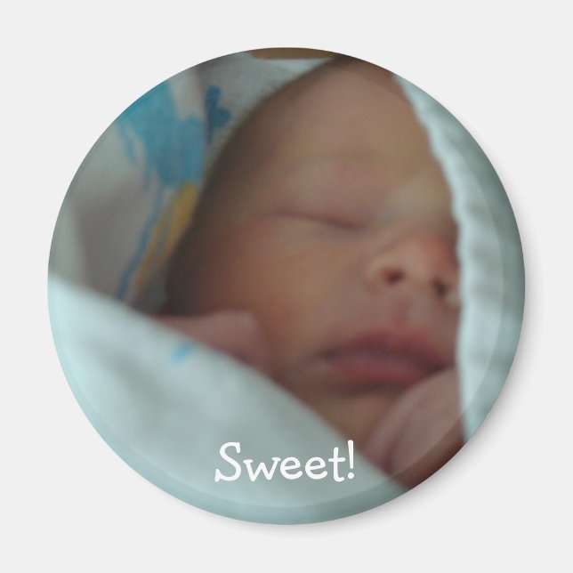 Baby magnet Nyfödd bebis i Blanket Personlig (Framsidan)