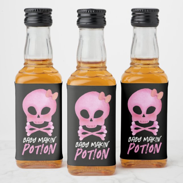 Baby Makin'Potion Black Halloween Baby Shower Spritflaskor Etikett (Flaskor)