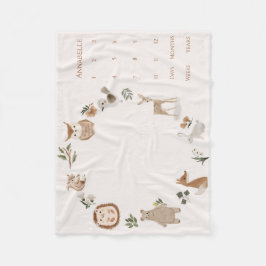 Baby Målsten Boho Skogs Djur Krans Fleecefilt