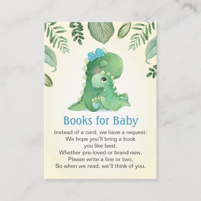 Baby Mamma Dinosaur Bokar for Baby Shower Sprinkle Tilläggskort (Framsida)