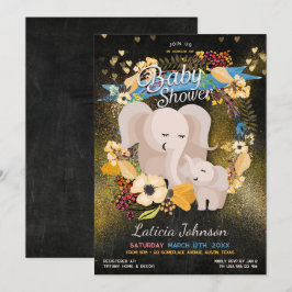 Baby Mamma Elephant Blommigt Boho Baby Shower