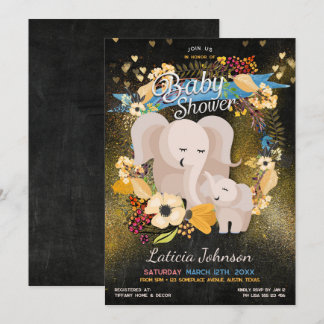Baby Mamma Elephant Blommigt Boho Baby Shower