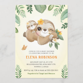 Baby Mamma Sloth Jungle Gender Neutral Baby Shower Inbjudningar