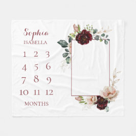 Baby Månader Blush Blommig Monogram Baby Fleecefilt