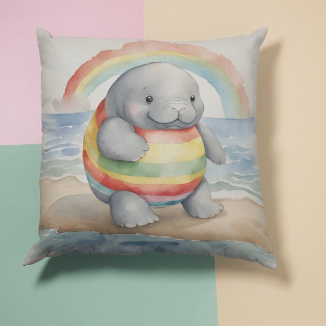 Baby Manatee Rainbow Kudde (Skapare uppladdad)