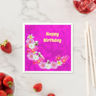 Baby Mangust och blommor, födelsedagspappersservet Pappersservett