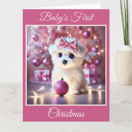 Baby marionettens första jul (Rosa) Kort