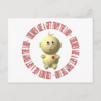 Baby med "Barn är en gåva från Herren" Vykort