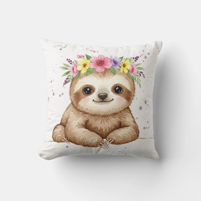 Baby med blomman krona kudde (Framsida)