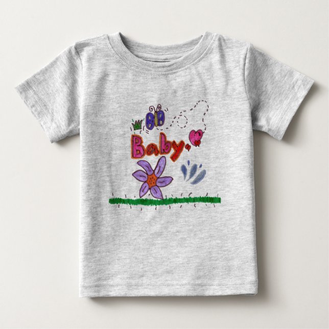 Baby med fjäril t shirt (Framsida)