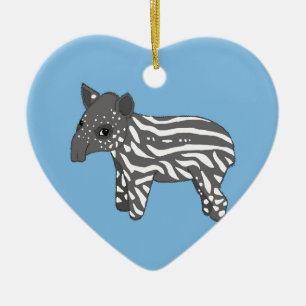baby med hjärtfeltapir julgransprydnad keramik