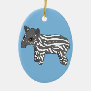 baby med hjärtfeltapir julgransprydnad keramik