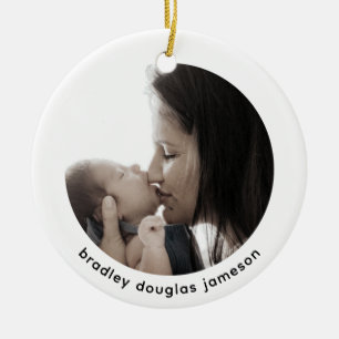 Baby med Mamma Photo 1st jul Ceramic Ornamic Julgransprydnad Keramik