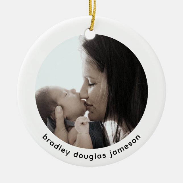 Baby med Mamma Photo 1st jul Ceramic Ornamic Julgransprydnad Keramik (Framsidan)