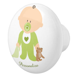 Baby med Nalle och Blanket Personalize Dresser Knopp
