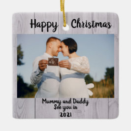 Baby-meddelande, 2 Gravider, väntar Julgransprydnad Keramik