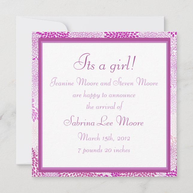 Baby-meddelande (flicka) meddelande (Framsida)