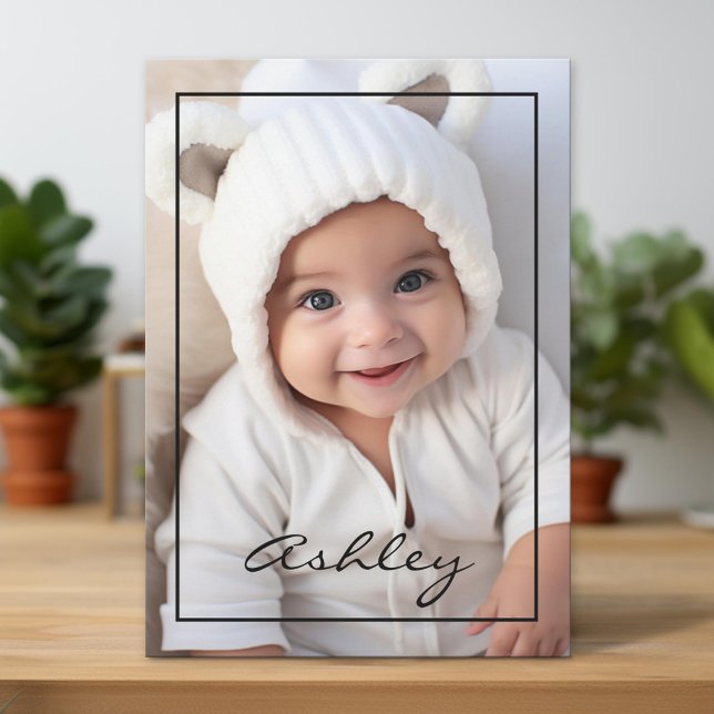 Baby meddelande med svart gräns (Unique Photo Card)