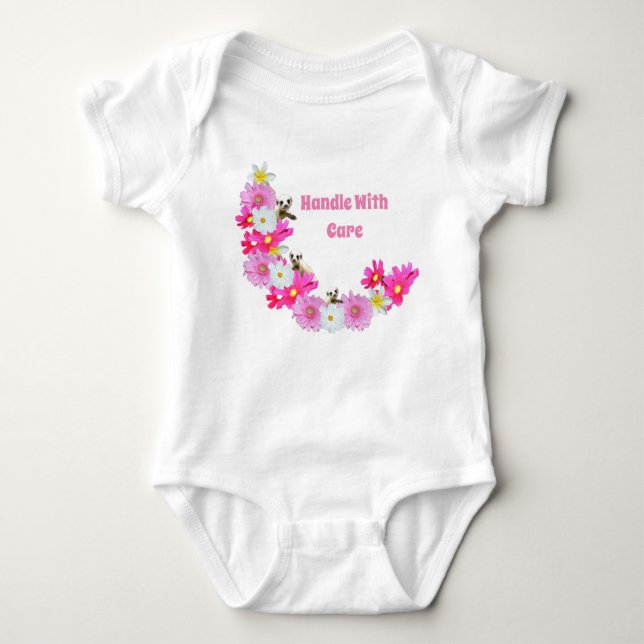 Baby Meerkat and Flowers, Baby Bodykostym T Shirt (Framsida)