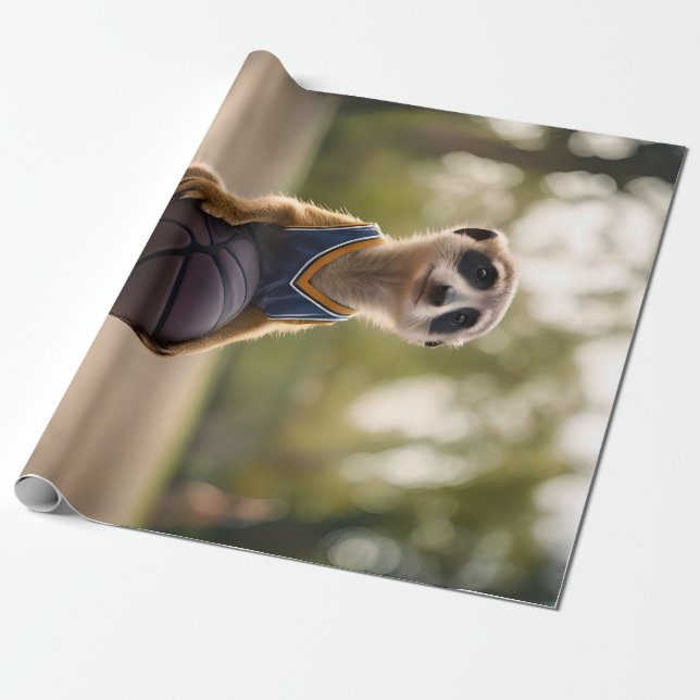 Baby Meerkat Basketball Player Presentpapper (Utrullad)