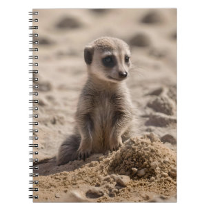 Baby Meerkat spelar i Sand. Anteckningsbok