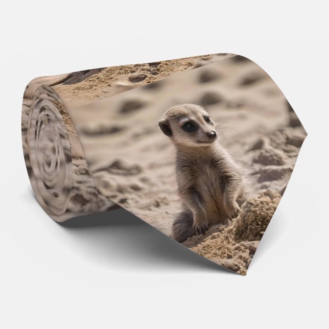 Baby Meerkat spelar i Sand. Slips (Rullad)
