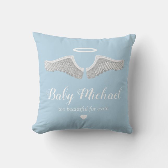 Baby Memorial | Angel Child Boy Blue Kudde (Framsida)