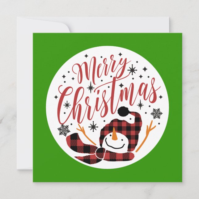 Baby Merry Snögubbe Första jul - unikt foto Julkort (Framsida)