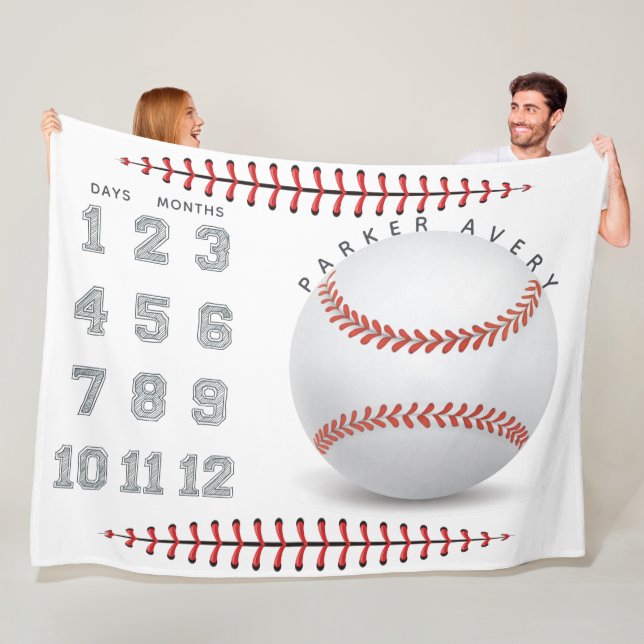 Baby Milestone Blanket Baseball Fleecefilt (På plats)