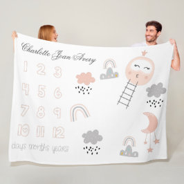 Baby Milestone Blanket Pathway till Måne Fleecefilt