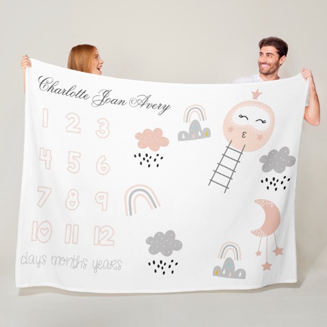 Baby Milestone Blanket Pathway till Måne Fleecefilt (På plats)