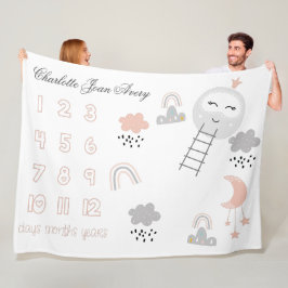 Baby Milestone Blanket Pathway till Måne Fleecefilt