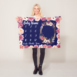 Baby Milestone Blanket Personlig Flicka Gift Fleecefilt