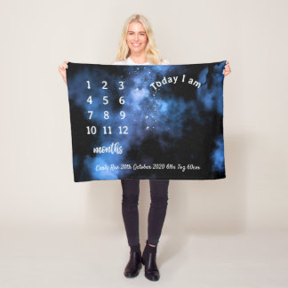 Baby Milestone galaxy Fleece Blanket