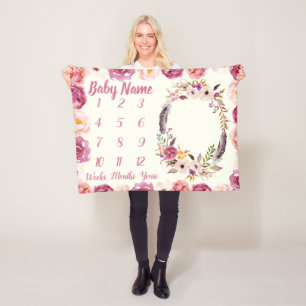 Baby Milestone Personlig Baby Shower Girl Girl Gif Fleecefilt