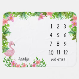 Baby Milestone Tropical Rosa Flamingo Bebisfilt