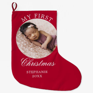 Baby Min första Anpassningsbar i julafton Photo Re Stor Julstrumpa