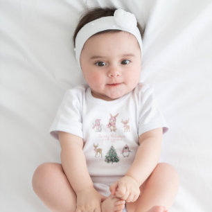 Baby Min första jul Anpassad Skogsmark Blå T Shirt
