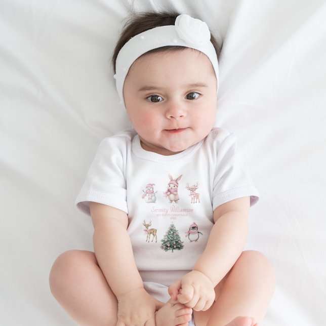Baby Min första jul Anpassad Skogsmark Blå T Shirt (Skapare uppladdad)