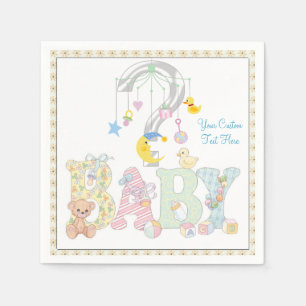 Baby Mobile Gender Reveal Pappra Party Napkins Pappersservett